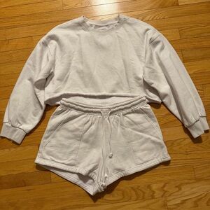 White Sweatshirt & Shorts Set